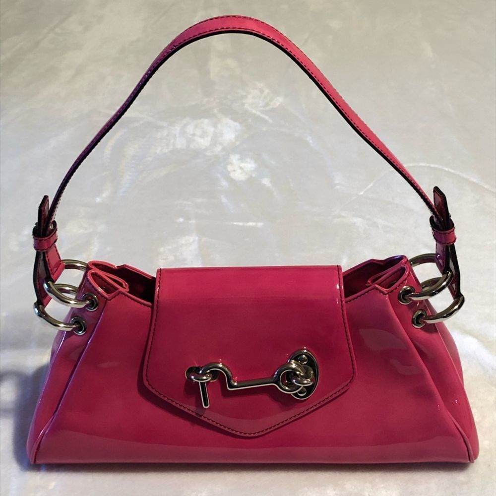 Tanner Krolle London Pink Patent Leather Shoulder Bag w/ Silver Latch